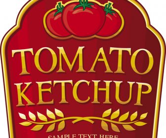 Vettore Degli Autoadesivi Di Ketchup Di Pomodoro Creativo