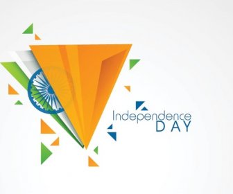 Creative Triangle Shape Tricolors With Asoka Wheel Indian Independence Day Background