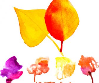 Creative Watercolor Leaves Autumn Background Vector
