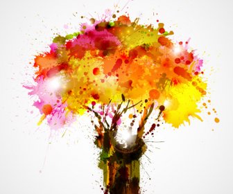 Creative Watercolor Tree Vector