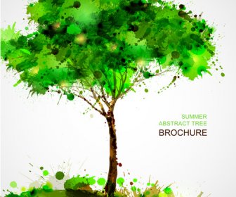 創造的な水彩木ベクトル