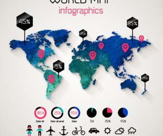 Yaratıcı Dünya Haritası Ve Infographics Vektör Grafikleri