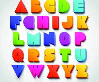 Creative 3d Alphabet Coloré Design Vecteur