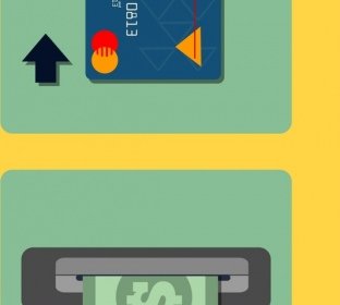 Credit Card Advertising Colored Flat Design Money Icon