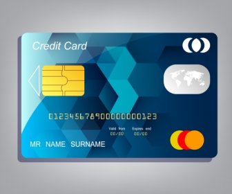 Credit Card Template Realistic Design Low Poly Background