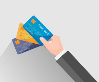 Credit Card Vector Illustration With Holding Hand