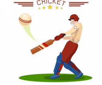  Cricket Spiel Banner Dynamische Athlet Skizze