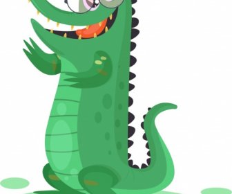 ícone De Crocodilo Engraçado Estilizado Esboço De Personagem De Desenho Animado