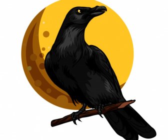 Crow Icon Colored Cartoon Sketch