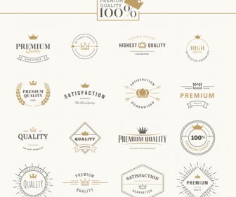 Crowns Labels Retro Style Vector