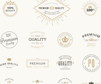 Crowns Labels Retro Style Vector