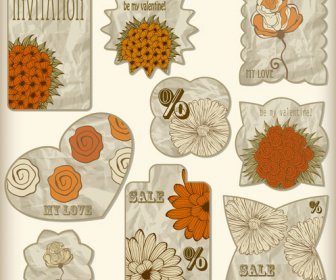 Gumpalan Kertas Label Floral Vector
