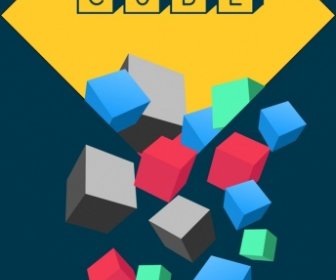 кубики иконы фон красочный 3d дизайн
