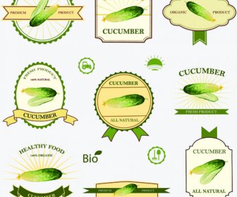 Vektor-Gurke-gesunde Lebensmittel-Etiketten