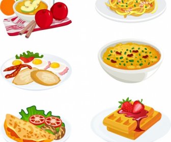 Cuisines Icons Colorful 3d Design