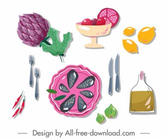 Elementos De Diseño De Arte Culinario Símbolos Clásicos Dibujados A Mano