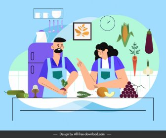 Kulinarische Hintergrund Küche Kocht Zutaten Skizze