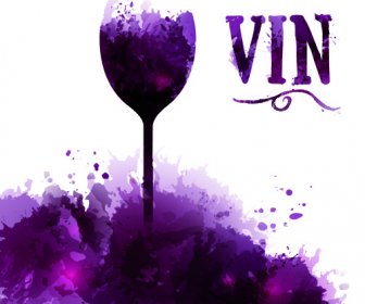 Cup Wine Watercolor Background Vector