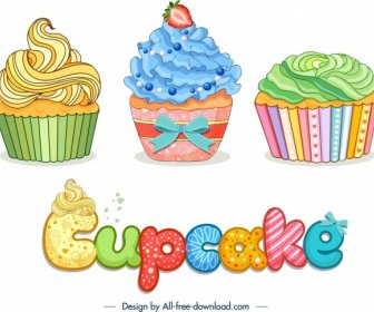 Cupcake Advertising Banner Colorful Elegant Decor