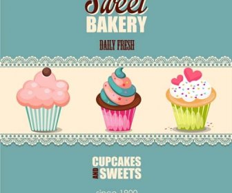 Kuchen Und Süße Karte Mit Spitzen-Vektor