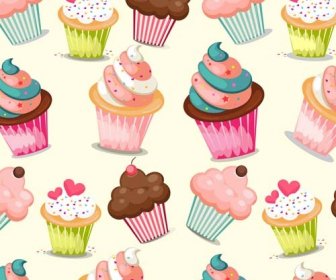 Cupcake Cute Vector Seamless Pattern