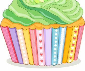 Cupcake Icon Colorful Modern 3d Design