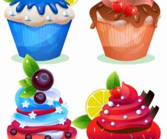 Cupcake Simgeler Renkli Modern Dekor