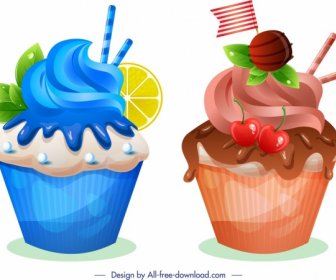 Cupcakes ícones Frutado Chocolate Decoração Moderna