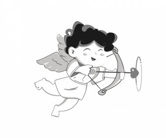 Cupid 1 Bw Icon Funny Cartoon Character Sketch