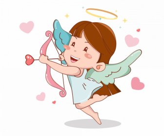 Ikon Cupid Desain Kartun Sketsa Bayi Perempuan Lucu