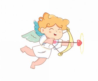 Cupid Ikon Lucu Digambar Tangan Sketsa Karakter Kartun