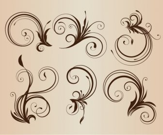 Curly Floral Elements For Design Vector Illustration