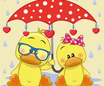 милые животные и векторные мультфильм зонтик