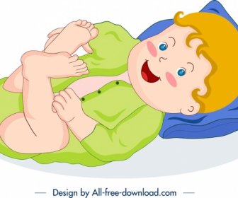Niedliche Baby-Symbol Farbig Zeichentrickfigur