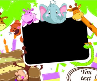 милый мультфильм животных и вектор щит