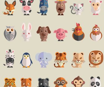 Cute Cartoon Animals Free Icons Vector