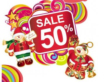 Cute Cartoon Best Discounts And Deals For Christmas Vector