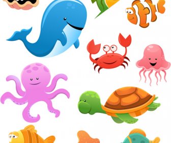 милый мультфильм морских животных векторной графики