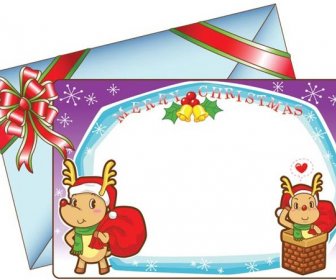Cute Cartoon Reindeer Santa Claus Dress Card Vector