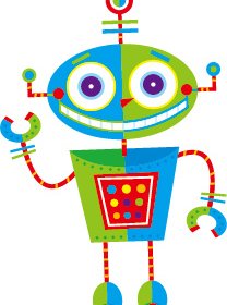 روبوت لطيف الكرتون الملونة مجموعة المتجهات