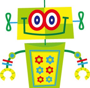 روبوت لطيف الكرتون الملونة مجموعة المتجهات