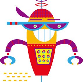 روبوت لطيف الكرتون الملونة مجموعة المتجهات