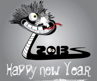 可愛的卡通 Snake13 新年快樂範本向量