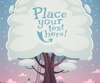 Cute Cartoon Trees Vector Background Graphics