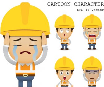 Cute Cartoon Worker Vector Set
