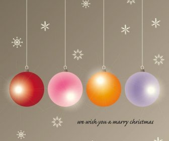 Cute Christmas Ball With Snowflakes Greeting Card Vector