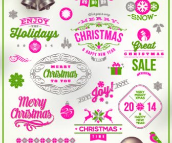 Sevimli Noel Tatil Etiketler Vektör Tasarımı
