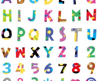 Numeri Di Colore Carino Con Alfabeto E Simbolo Vettoriale