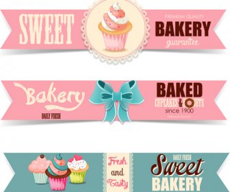 Süße Cupcake Banner Vektoren