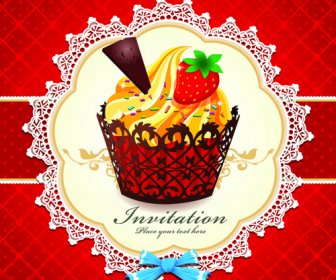 Jeu De Mignons Petits Gâteaux Invitations Cartes Vectorielles